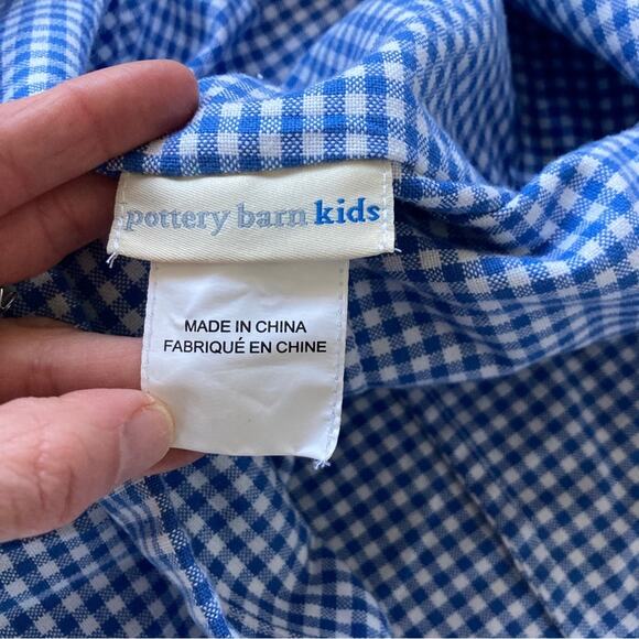 Pottery Barn Kids Gingham Basket Liner Blue White - Picture 8 of 9